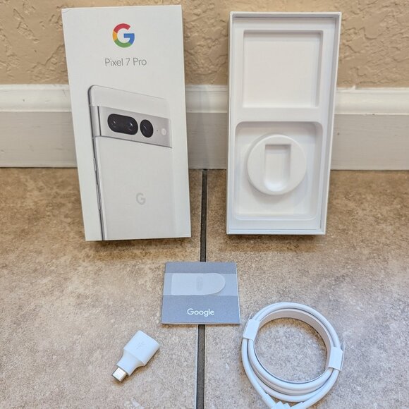 Google Pixel OEM USB Cable, USB A-C Adpr, Sim Tool, Box for Pixel 7 Pro White - Picture 1 of 8